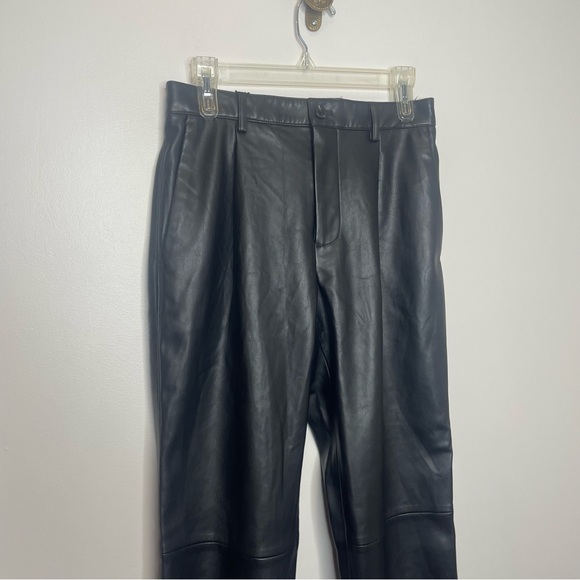 ZARA Black Vegan Faux Leather Pleated Front Pants Size M Blogger Favorite NWT - Picture 15 of 16